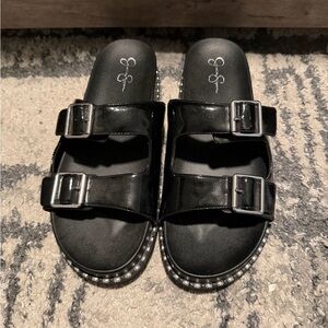 Jessica Simpson Black Buckle Sandals
